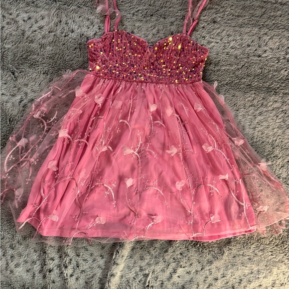 Pink Beaded Tulle Dress - Picture 1 of 3